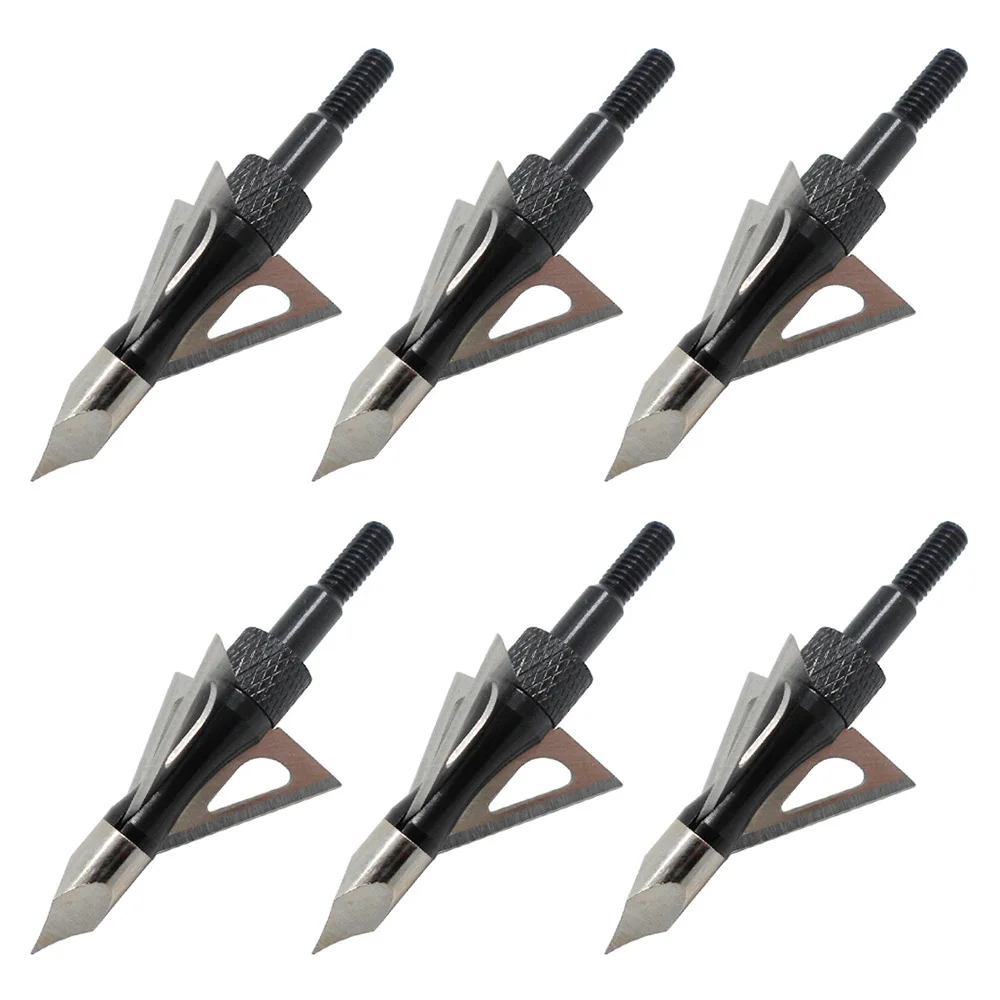6 шт 100 зерна стрельба из лука фиксированный с 3-мя лезвиями Broadheads наконечники стрел Охота стрельба из лука полевые советы 4 цвета - Цвет: Black