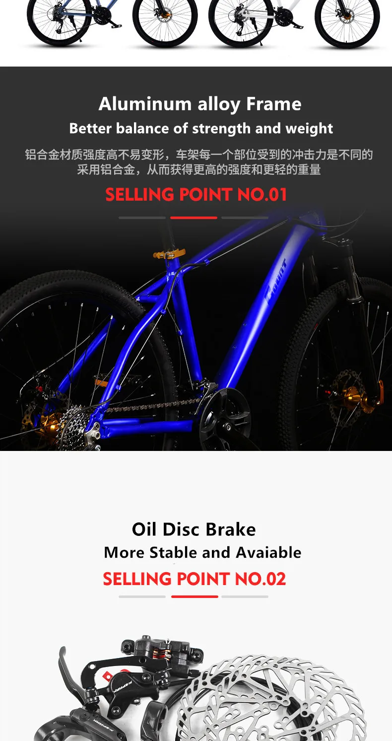 Cheap New Brand Mountain Bike Aluminum Alloy Frame 24 27 30 Speed Disc Brake Mtb Bicycle Outdoor Sports Downhill Bicicleta 4
