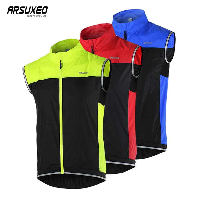 Cycling Vest ARSUXEO Cycling Vest Man Bike Clothes Quick Dry Reflective With Pocket MTB Breathable Running