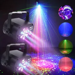 Lumière de scène LED Disco, projecteur Laser, effet d'éclairage de scène, lampe DJ Rechargeable par USB, lampe de décoration de fête rvb, commande vocale 