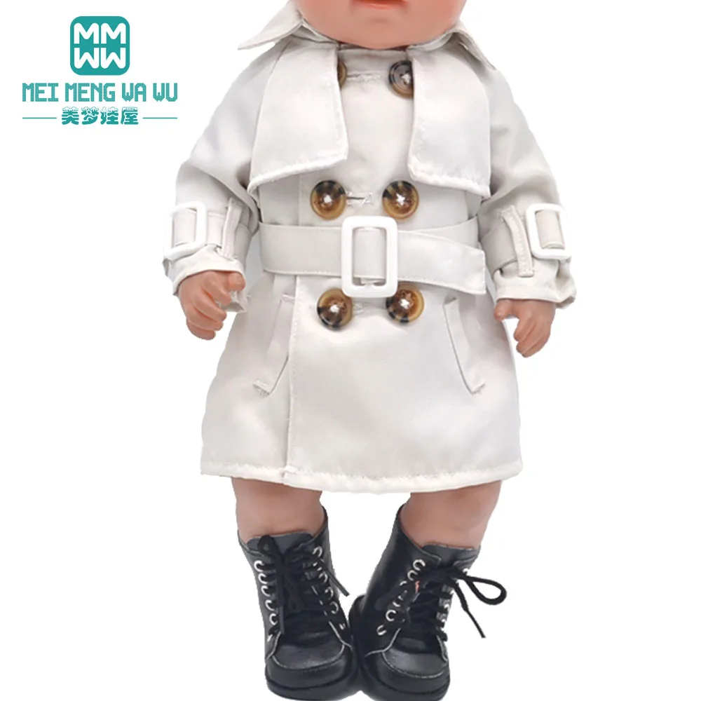 Clothes for doll fit 43cm baby toy new born doll and American doll Pink sweater + jeans princess dress