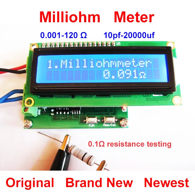 Resistance Tester High Precision Milliohm Meter 0 to 120Ohm Low Resistance Capacitance Meter Testing Module