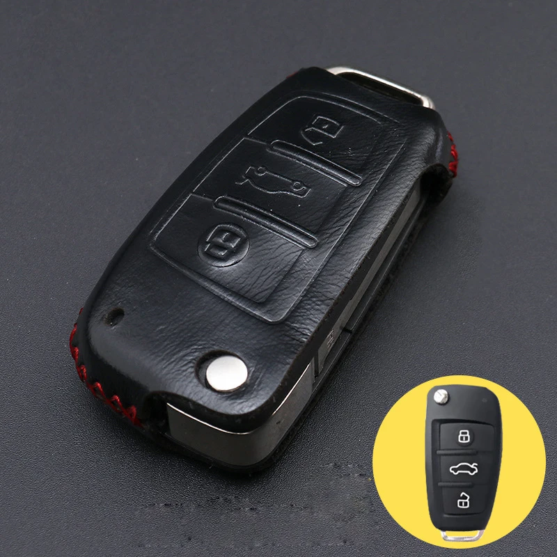 A3 ключ крышка для Audi C6 A7 A8 R8 A1 A3 A4 A5 Q7 Q2L Q3 RS 3 S3 Q2L E-tron кожаный ключевой чехол 3 кнопки на крышке ключа для автомобиля брелок