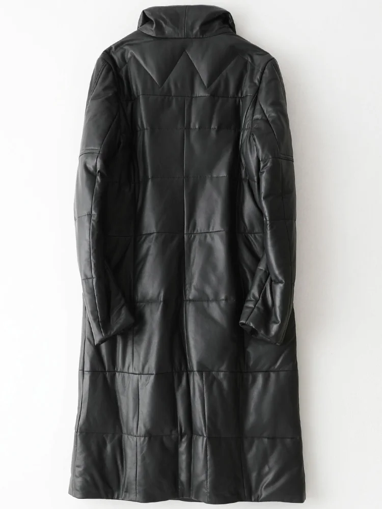 Pudi women genuine sheep leather coat jacket winter real leather girl female long coats trench jackets down inside black A69018