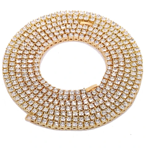 Fashion 1 Row Rhinestone Men's Hip Hop Necklace Rap Singer Necklace Ice Tennis Chain Necklace Shiny Women's Necklace
