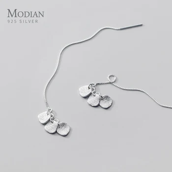 

Modian Minimalist Frosted Irregular Square Genuine 925 Sterling Silver Drop Earring for Women Ear Chain Fine Jewelry Accessories