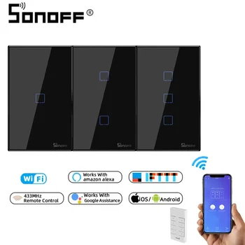 

SONOFF TX T2/T3 US Wireless Wall Wifi Touch Switch 1/2/3 Gang Smart home Switch App Remote Control Works With Google Home