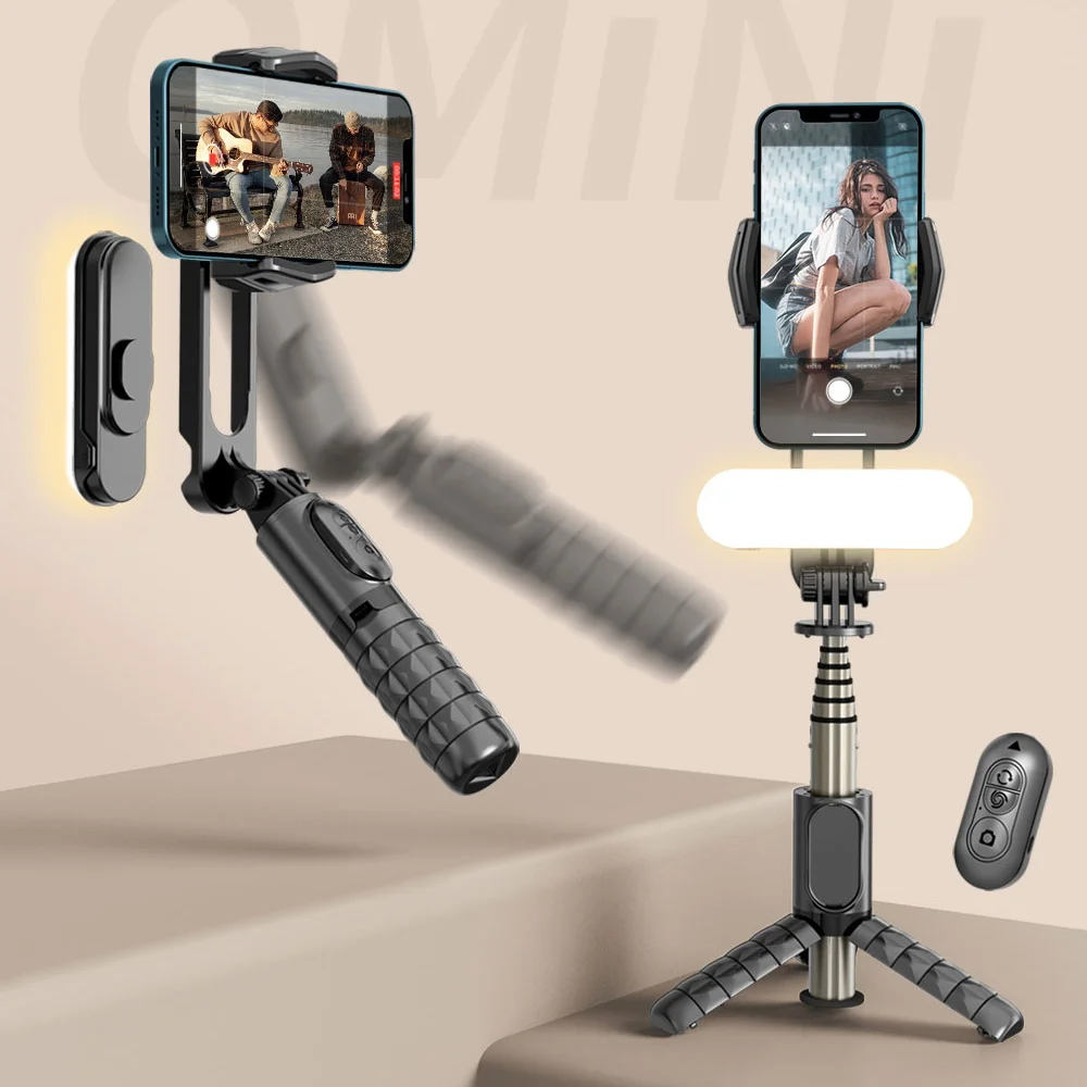 Tripé com Luz Remoto sem Fio Telescópico para Suporte do Telefone Handheld Cardan Estabilizador Mini Selfie Vara Portátil Tripé - Image 2