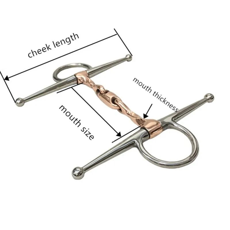Stainless Steel Full Cheek Bit Twisted Copper Mouthpiece Horse Bit Equipment 12.3cm 6