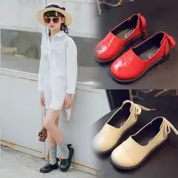 Весенняя кожаная обувь для маленьких девочек; Повседневная стильная женская обувь из искусственной кожи; модная симпатичная детская