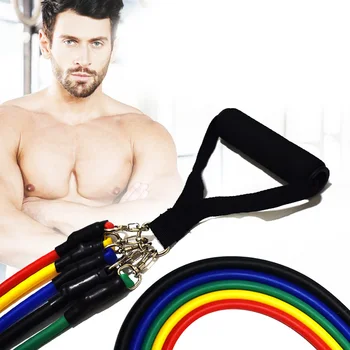 

11pcs/set Workout Resistance Bands Pull Rope TPE Tubes Excerciser Body Training Yoga Fitness Equipments