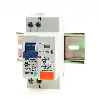 

3000A Overload Protection Circuit Breaker 1P+N 230V 32A w Guide Rail