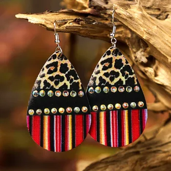 

New Fashion Designer Inspired Crystal Water Drop Cheetah Leopard Statement Earrings for Women