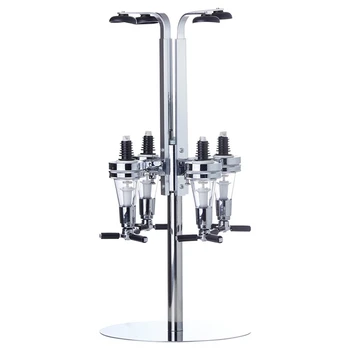

4 Heads Rotary Stainless Steel Wine Juice Cocktail Stand Drinks Optics Dispenser Holder for Bar Butler