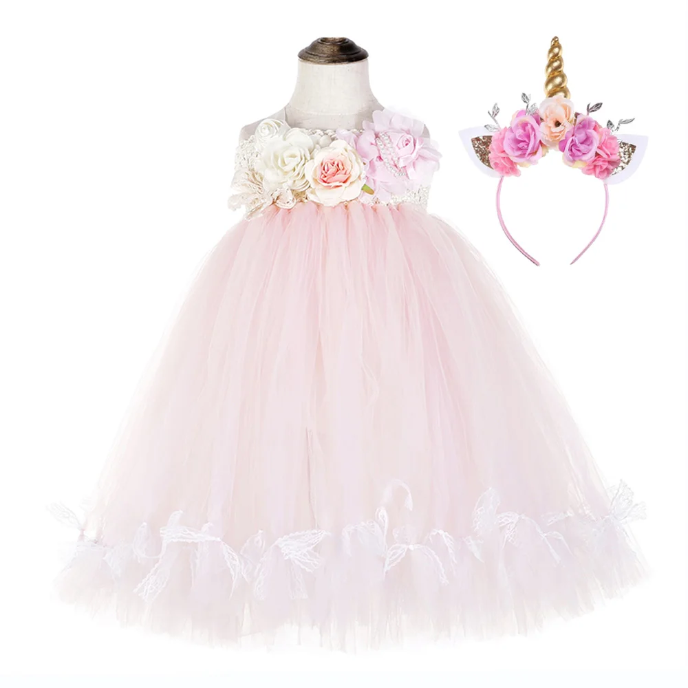 Одежда для девочек с единорогом и цветочным рисунком, платье с единорогом на день рождения, Vestido Unicornio, платье-пачка принцессы для девочек, костюм на Хэллоуин для малышей