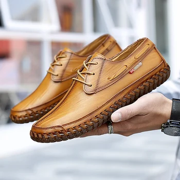 

Merkmak 2020 Loafers Men Shoes Summer Breathable Genuine Leather Comfortable Male Shoes Flat Casual Driving Footwear Men Size 47