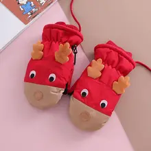 1 пара детских лыжных перчаток с рисунком лося, водонепроницаемые Нескользящие Детские Варежки