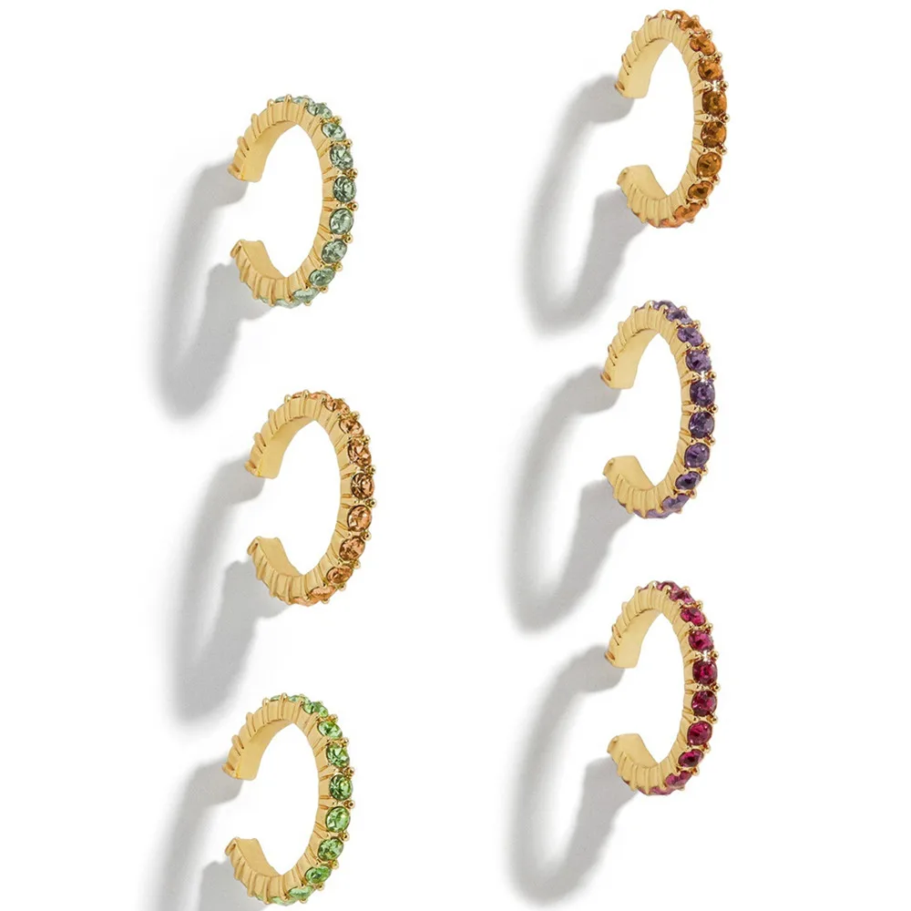 

Joolim 6PCS/Set Colorful Zirconia Pave Earrings Cuff for No Hole Ear