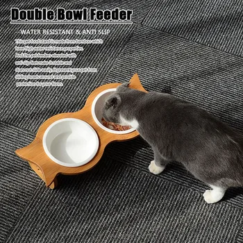 

2 Style Pet Table Cat Bowl Dog Pot Feeding and Drinking Bowls