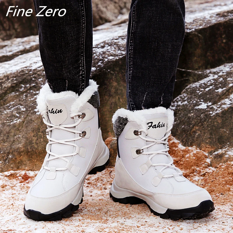 

Size 35-47 New Winter Men's Boots Lovers Plush Warm Ankle Boots Waterproof Leather Snow Boots Outdoor Desert Boots Military Boot