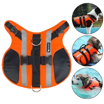 

Dog Life Jacket Summer Safe Durable Oxford cloth Pet Life Vest with Adhesive Stickers Dogs Swimwear Cool Swimming Suit S-XL