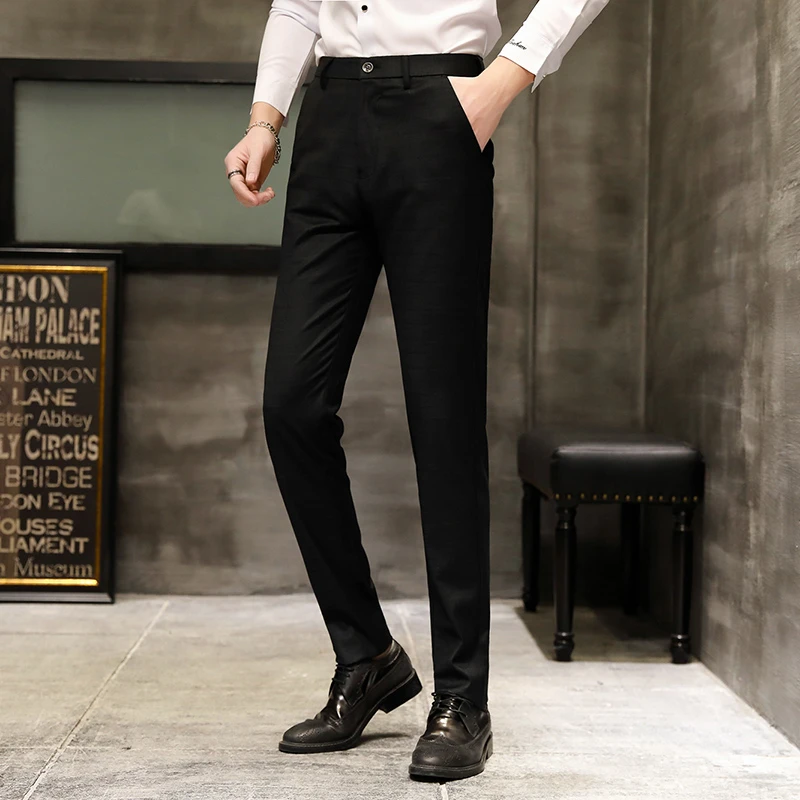 Business Style Black Mens Classic Trousers Dark Grey Formal Pants For Mens  Work Office Dress Gentleman Elegant Mens Clothing - Suit Pants - AliExpress
