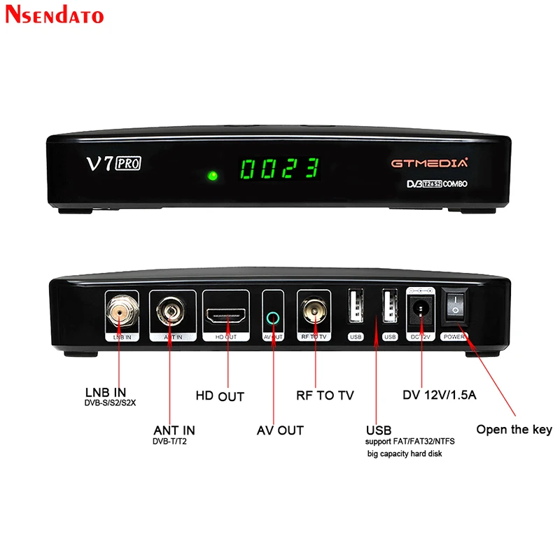 Cartão de tv Caixa de tv S2x + t Wi-fi para H.265 Nova Gtmedia Dvb-s - s2 t2 Decodificador ca Via Satélite Receptor Embutido Biss Chave Youtube 2021 v7 Pro - Image 3