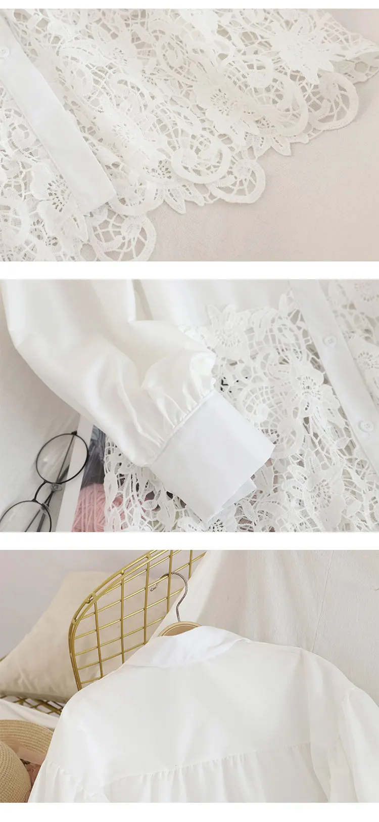 Neploe, модная женская блузка, платье, осень, новая Корейская рубашка, открытая кружевная Лоскутная блуза, блузки средней длины, Blusas Top 55743
