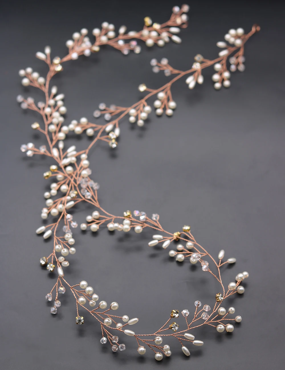 Rhinestones Pearls Hair Vine Headband for Wedding Bride Bridesmaid