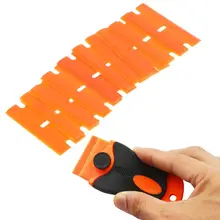 10Pcs/Set Double-Edged Plastic Blades Replacement Scraper Window Car Glass Glue Tape Remover Safety Sticker Decals Removal Tool