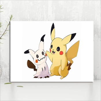 

Home Decoration Wall Art Canvas Paintings Pikachu Cartoon Animal Picture HD Prints Modern Poster For Kids Bedroom Modular Framed