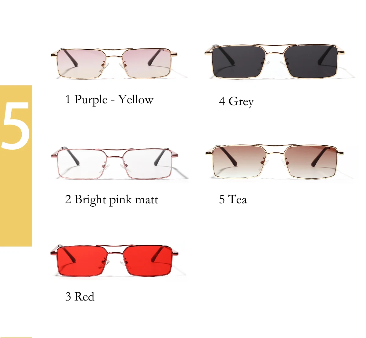 New sunglasses double beam small Metal frame square sunglasses