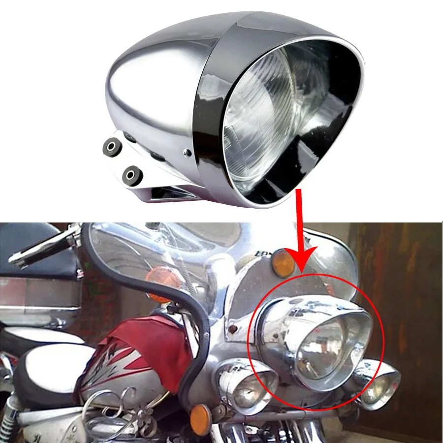 Хромированная мотоциклетная фара 6 5 &quotBullet подходит для Harley круиз Honda Steed Shadow |