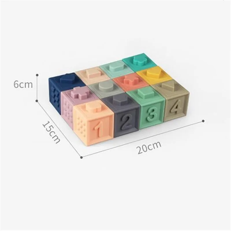 12 шт./компл. 3D Touch детские хватать игрушки силиконовые гнущиеся строительные блоки для новорожденных Обучающие хватать игрушки Детские массажные с резиновым покрытием Прорезыватели для зубов сжимающаяся игрушка