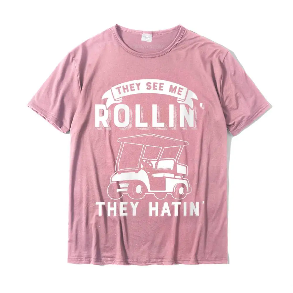 2021 Newest Mens T-shirts Hip hop Simple Style Tops T Shirt 100% Cotton Short Sleeve Customized Top T-shirts Round Neck Womens They See Me Rollin They Hatin Funny Golf Cart Meme Graphic V-Neck T-Shirt__28266 pink