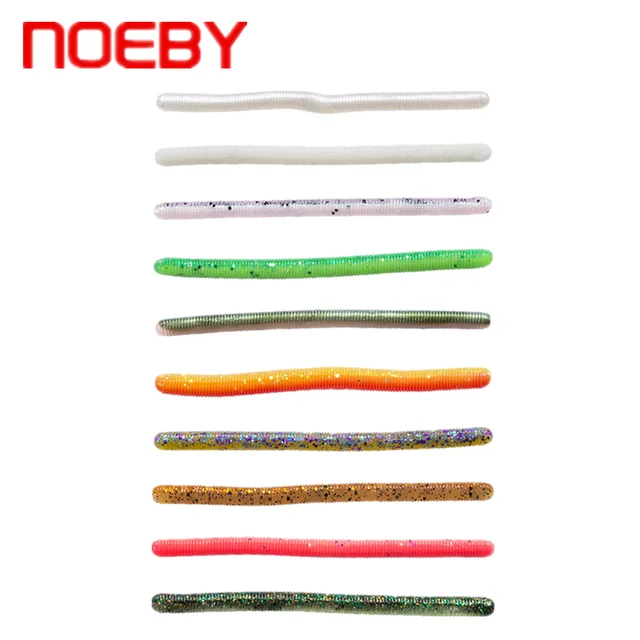 NOEBY 110mm 3.2g 6Pcs Worm Bass Fishing Lures Wacky Rig Worms Soft