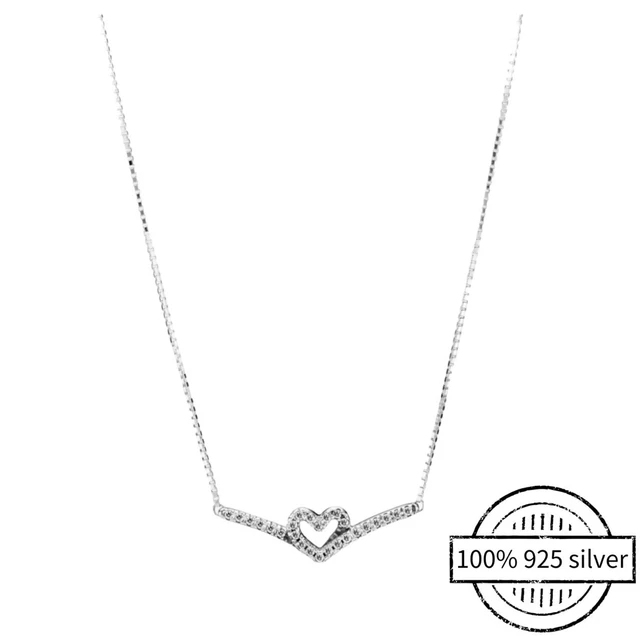 100% 925 Sterling Silver Pando Necklace Pendant Chain for Women Fashion Classic DIY Jewelry Gift Silver chain 3