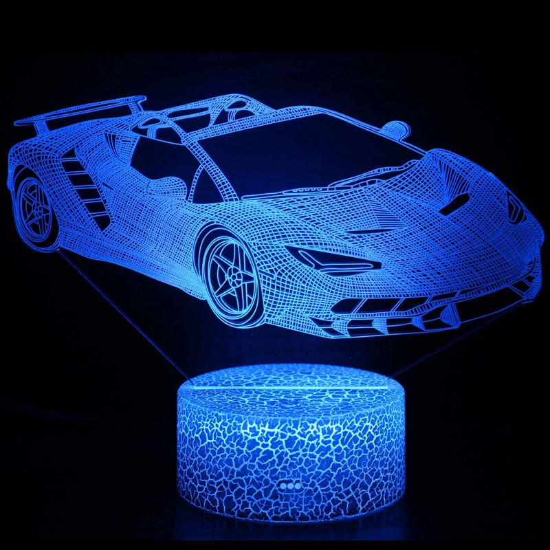 Veilleuse LED 3D avec Capteur Tactile pour Voiture de Course