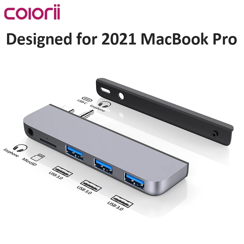 Hub Usb C Colorii Per La Nuova Docking Station Macbook Pro Type-C Adattatore Usb C Con Porta Usb 3.0 Micro Sd 3.5Mm Aux 14/16 Pollici M1 M2