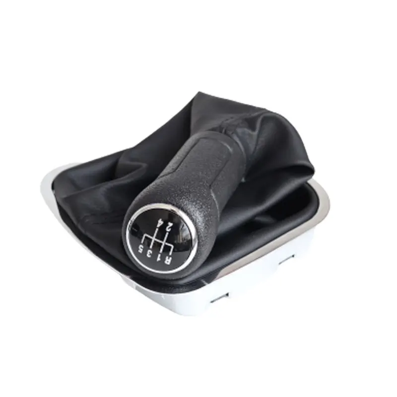 5 Speed Car Shift Gear Knob With Chrome Leather Boot For VW Polo 6R Polo Sedan 2010 2011 2012 2013 6R0.711.456B