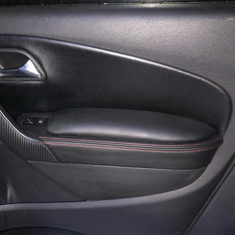 4 шт./компл. из черной микрофибры кожа двери автомобиля панель подлокотника крышка двери подлокотник поверхность бухта аксессуары для VW Polo 2011