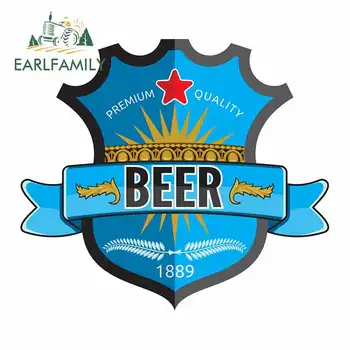 

EARLFAMILY 13cm x 11.3cm For Beer Fine Decal Vinyl Car Wrap Stickers Suitable For JDM RV Cartoon Creative Sunscreen Decoration