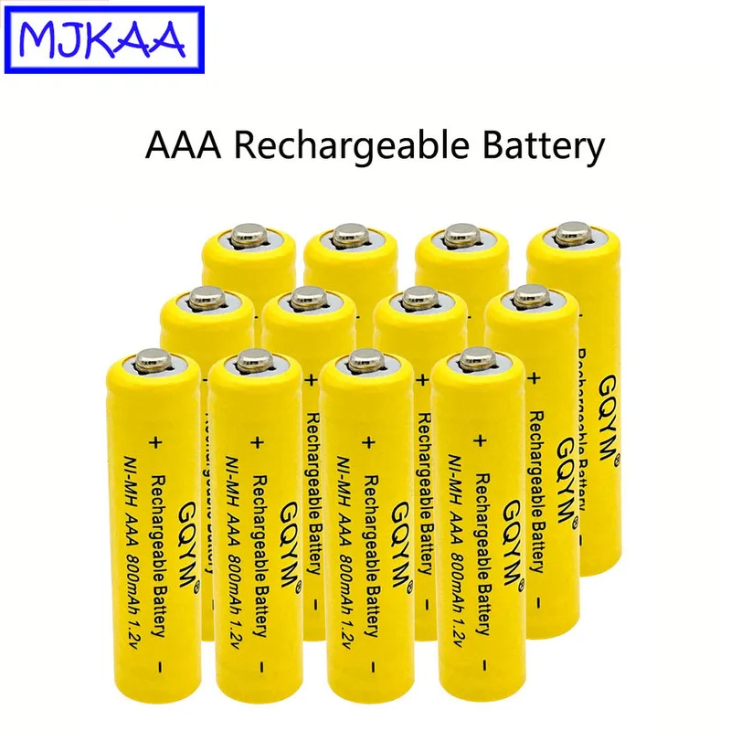 MJKAA 10 20 шт. AAA 1 2 в Ni MH 800 мАч перезаряжаемая батарея 3A желтые батареи для пультов
