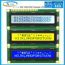 Xabl 1602 1602a 16x2 personagem lcd módulo lcm cor azul branco amarelo tela tomada de fábrica tamanho personalizado