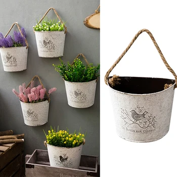 

Succulent Green Radish Pot Semi-circular Wall-mounted Tin Flower Pot Hanging Thick Waterproof Smudged Old Flower Container
