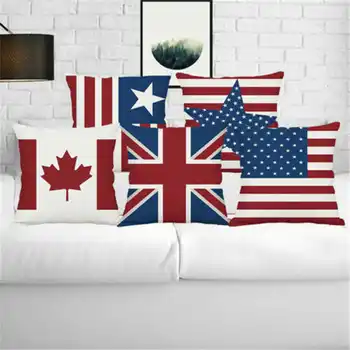

National Flag Cotton Linen Pillow Case Throw Pillowcase For Office Home Textile Printed Pillow Cover