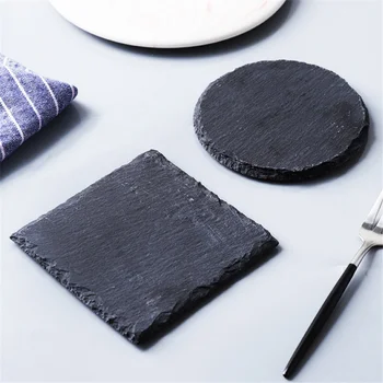 

Natural Slate Placemats Kitchen Dish Plate Drink Coasters Glass Mug Cup Mats Natural Edge Kitchen Dining Table Serving Plate