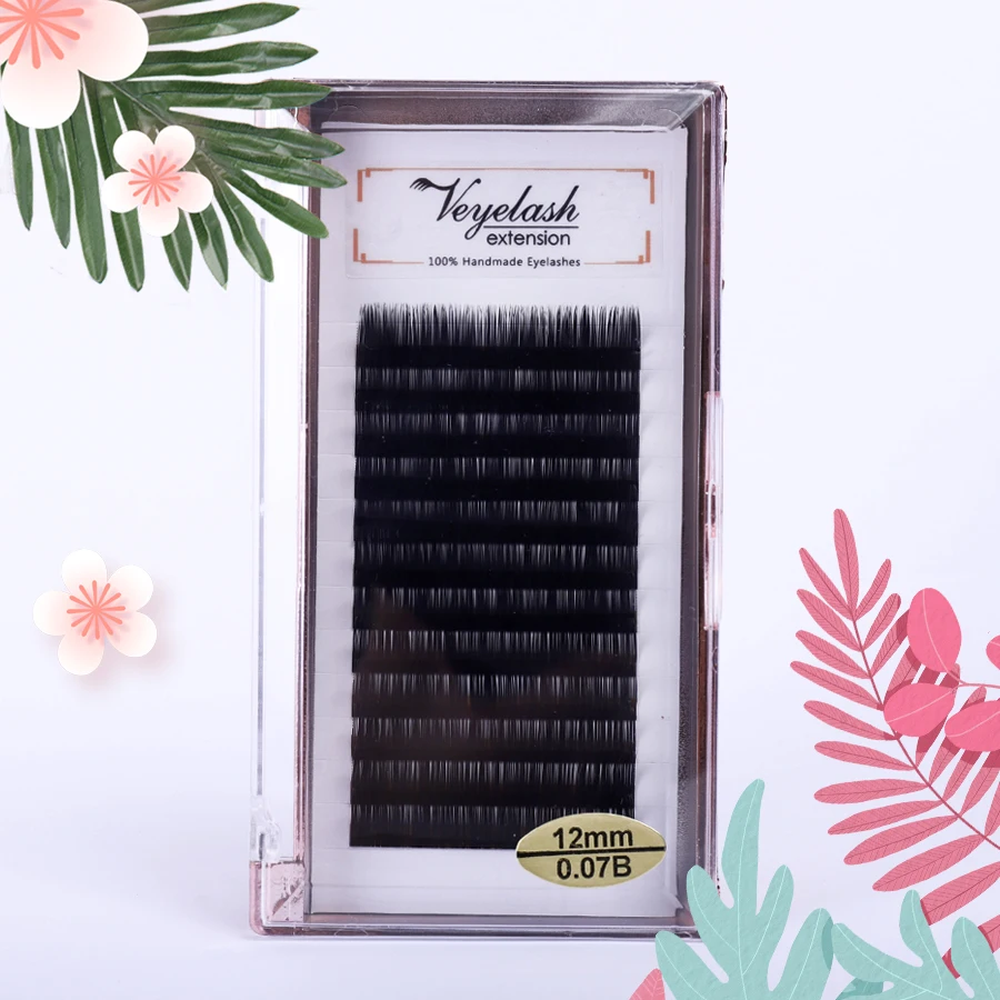 

Wholesale 12rows 7~20mm mix C/D/CC/DD Curl natural mink eyelash extension premium individual fake false eye lashes extension