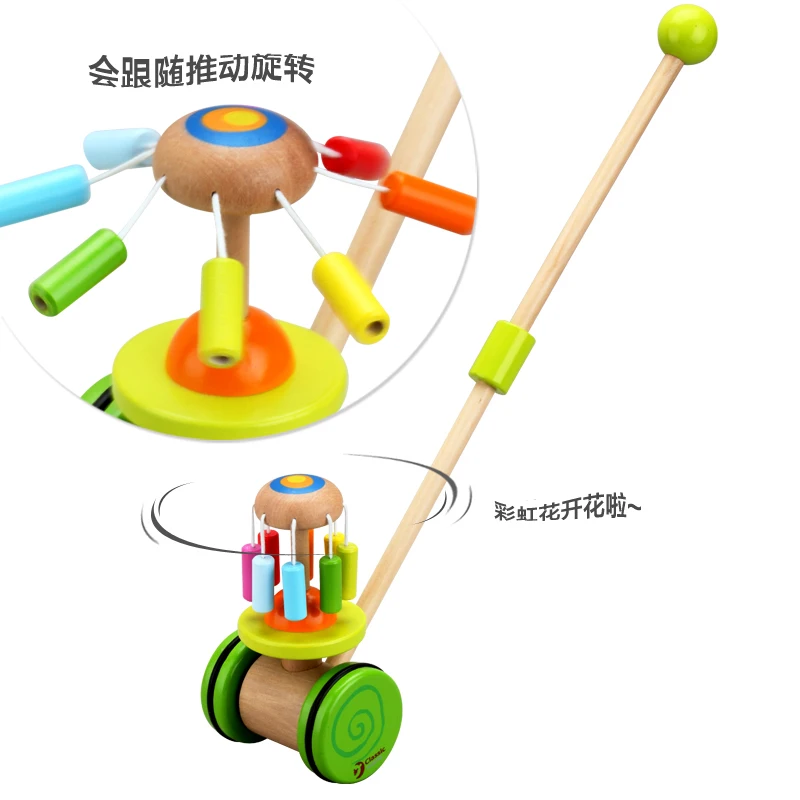 Parrowbebe Baby wooden duck push 1-3 years old baby kids walk toy children walker push infant stroller wood music toy