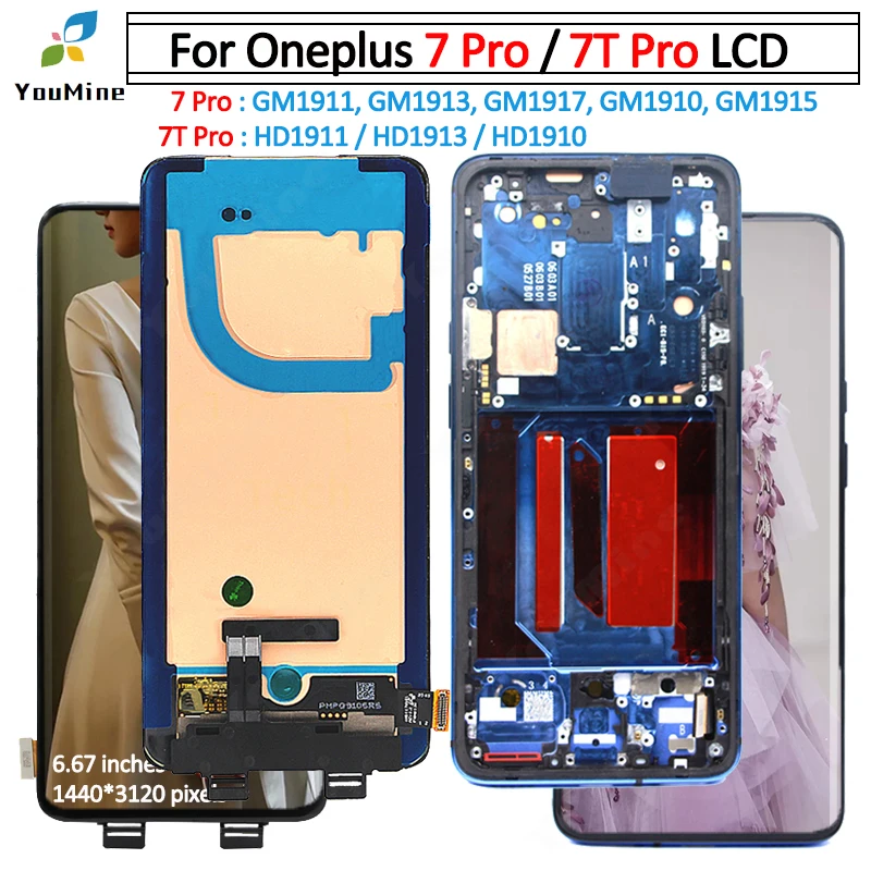 Жидкий AMOLED для OnePlus 7 pro ЖК-дисплей сенсорная панель экран дигитайзер в сборе t 7tpro